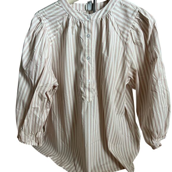 A New Day Women's Cream Striped Puff Sleeve Blouse - Size Large - NWT - Picture 1 of 9